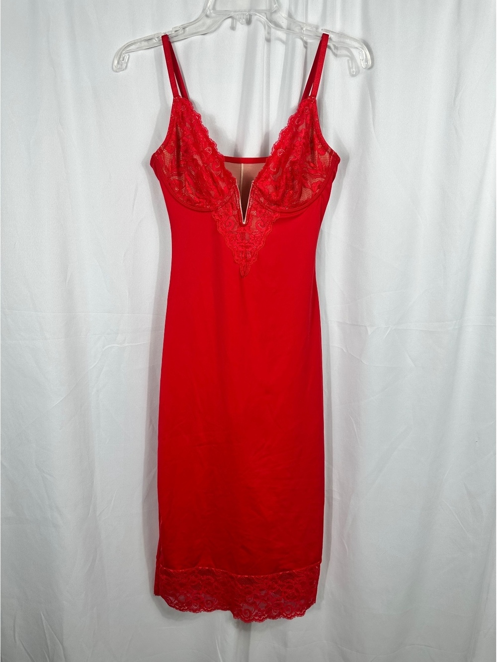 Popilush Red Lace Slip Dress with Built-in Shapewear XS